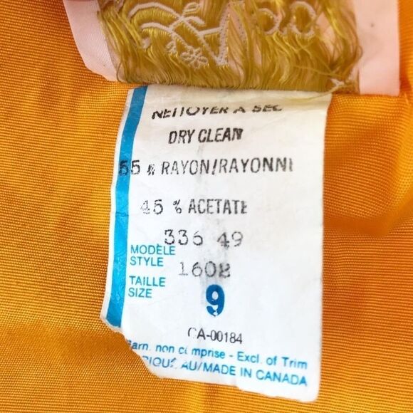 Vintage 80s Algo yellow trench jacket dress size 9 - Picture 11 of 11